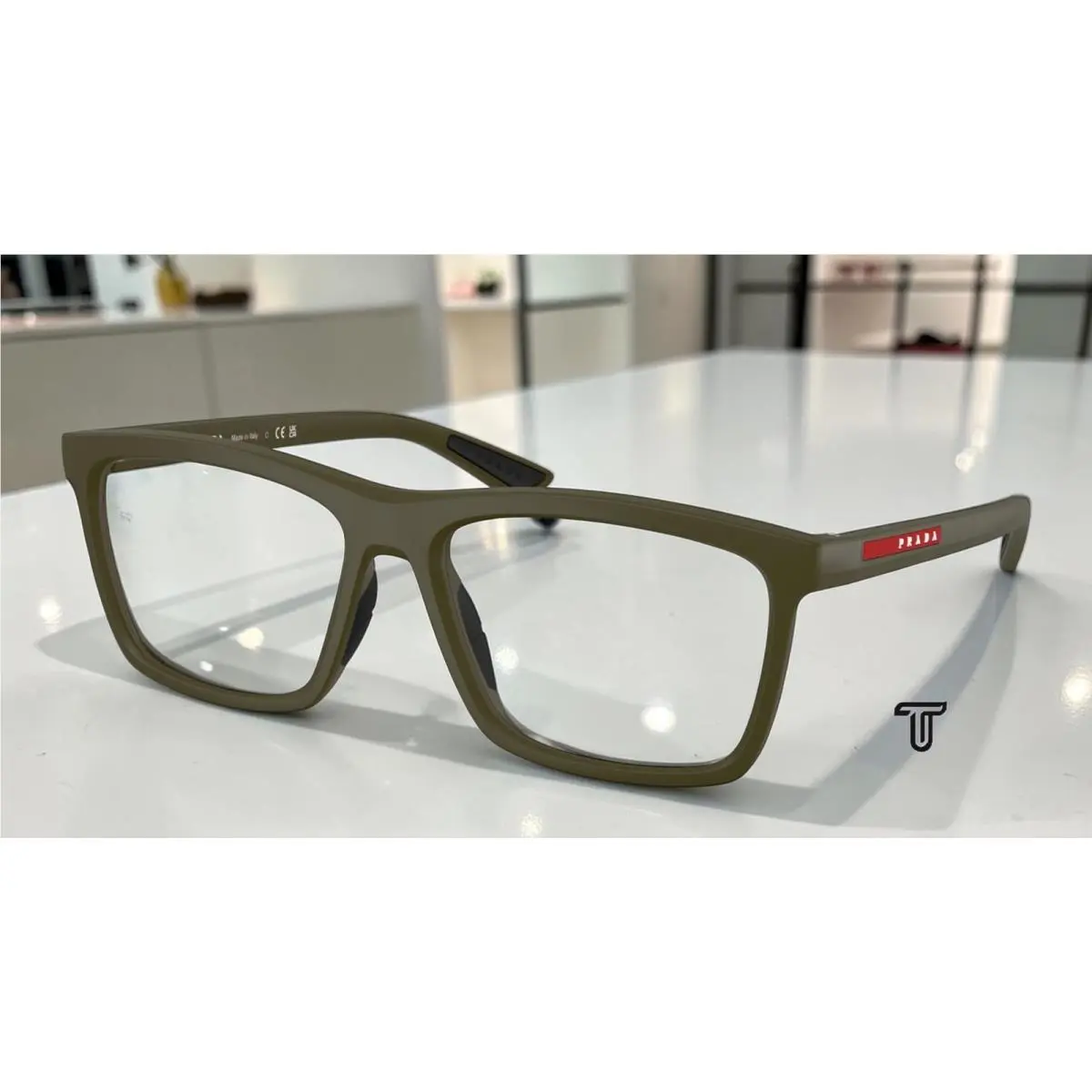 Prada Linea Rossa PS 01TV 15X1O1 Matte Green Demo Lens 56 mm Men`s Eyeglasses