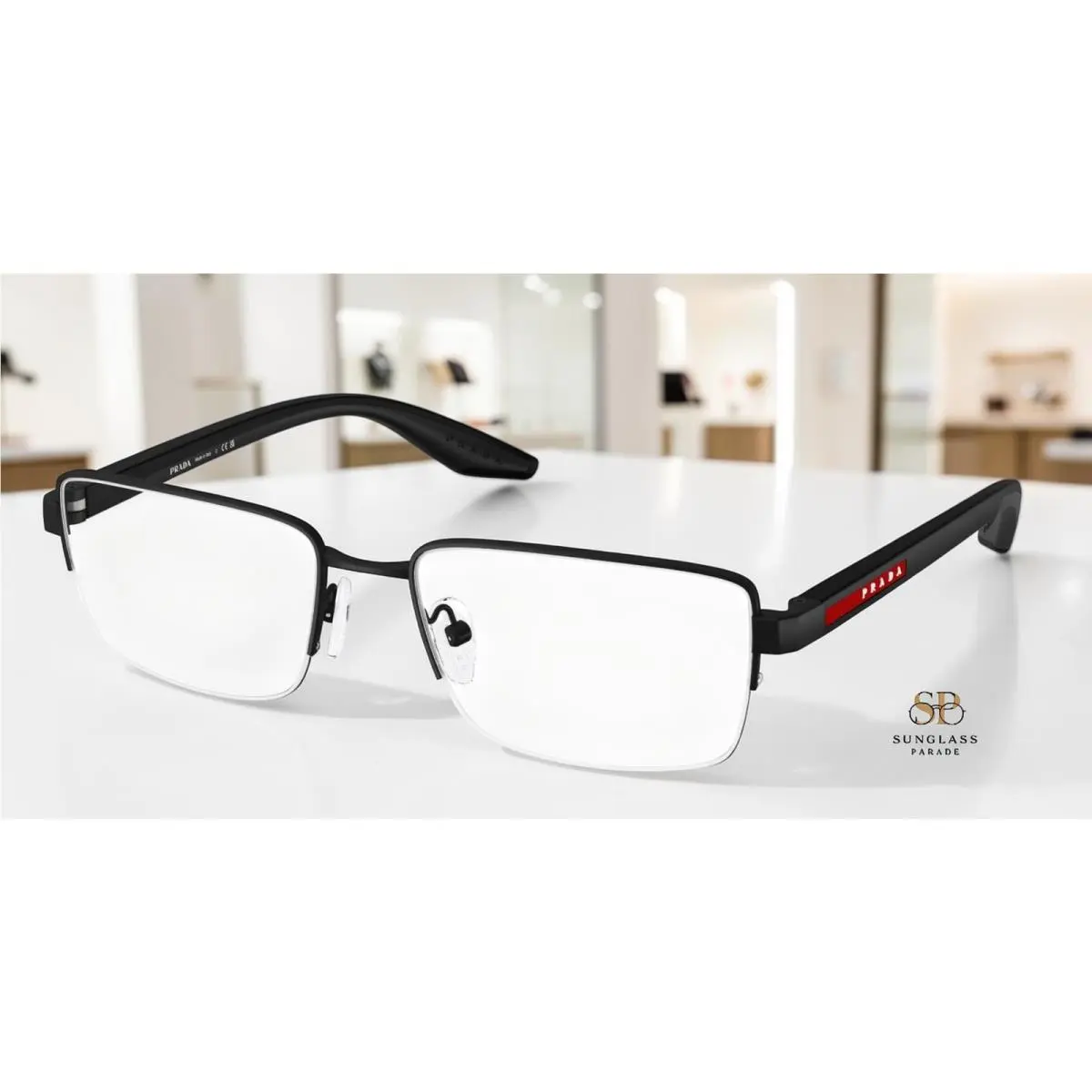 Prada Linea Rossa PS 51SV DG01O1 Rubbered Black Demo Lens 56 mm Men`s Eyeglasses