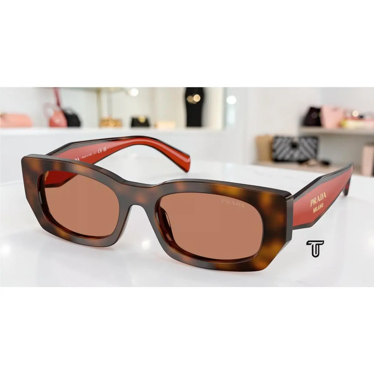 Prada PR B05S 01K90Q Juniper Tortoise Cotto Brown 53 mm Women`s Sunglasses
