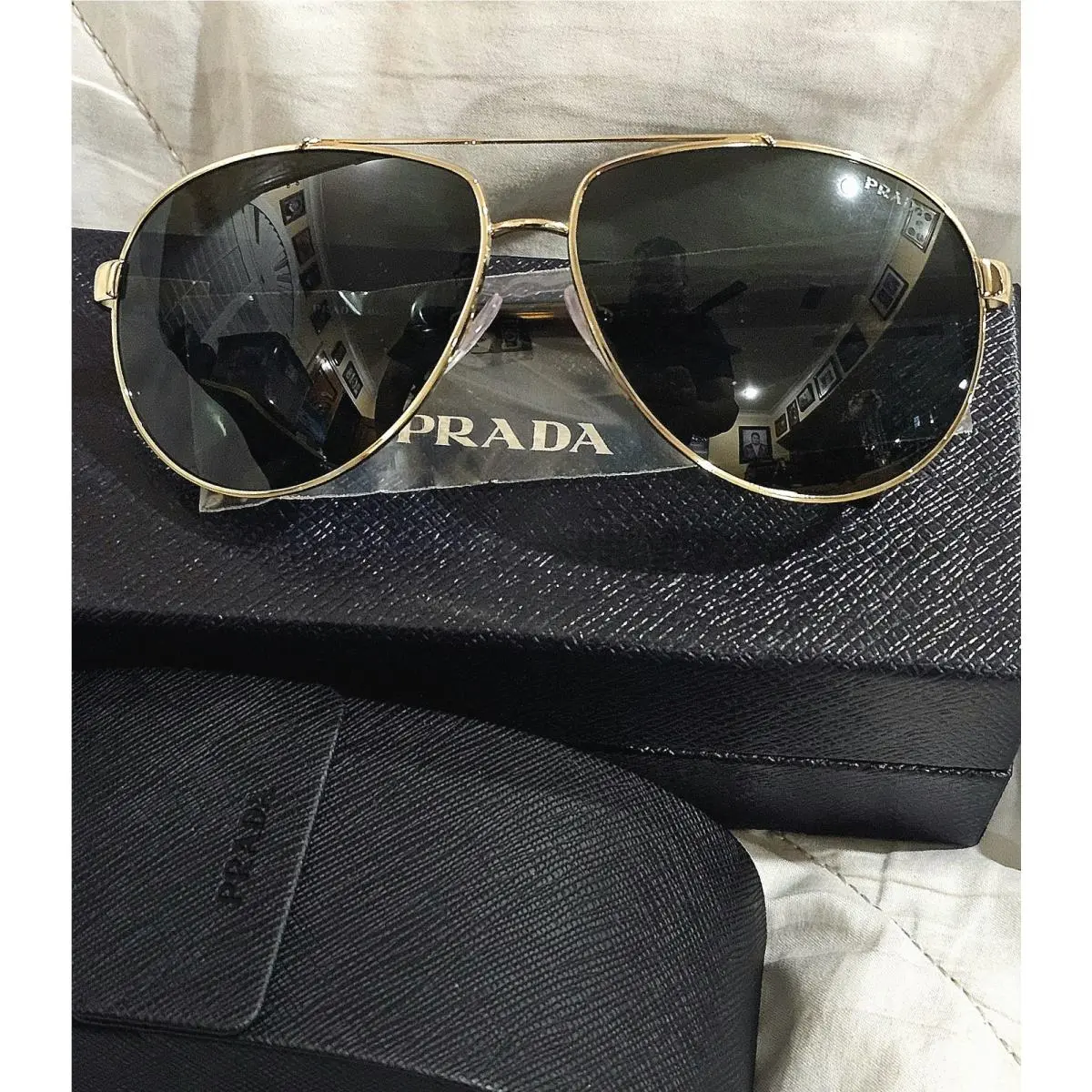 Prada Spr 67O Aviator Glasses Gold Frame/gradient Made In Italy