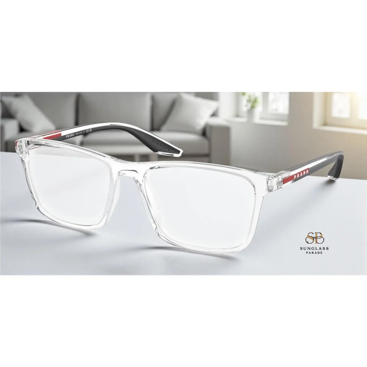Prada Linea Rossa PS 01QV 2AZ1O1 Crystal Demo Lens 56 mm Men`s Eyeglasses
