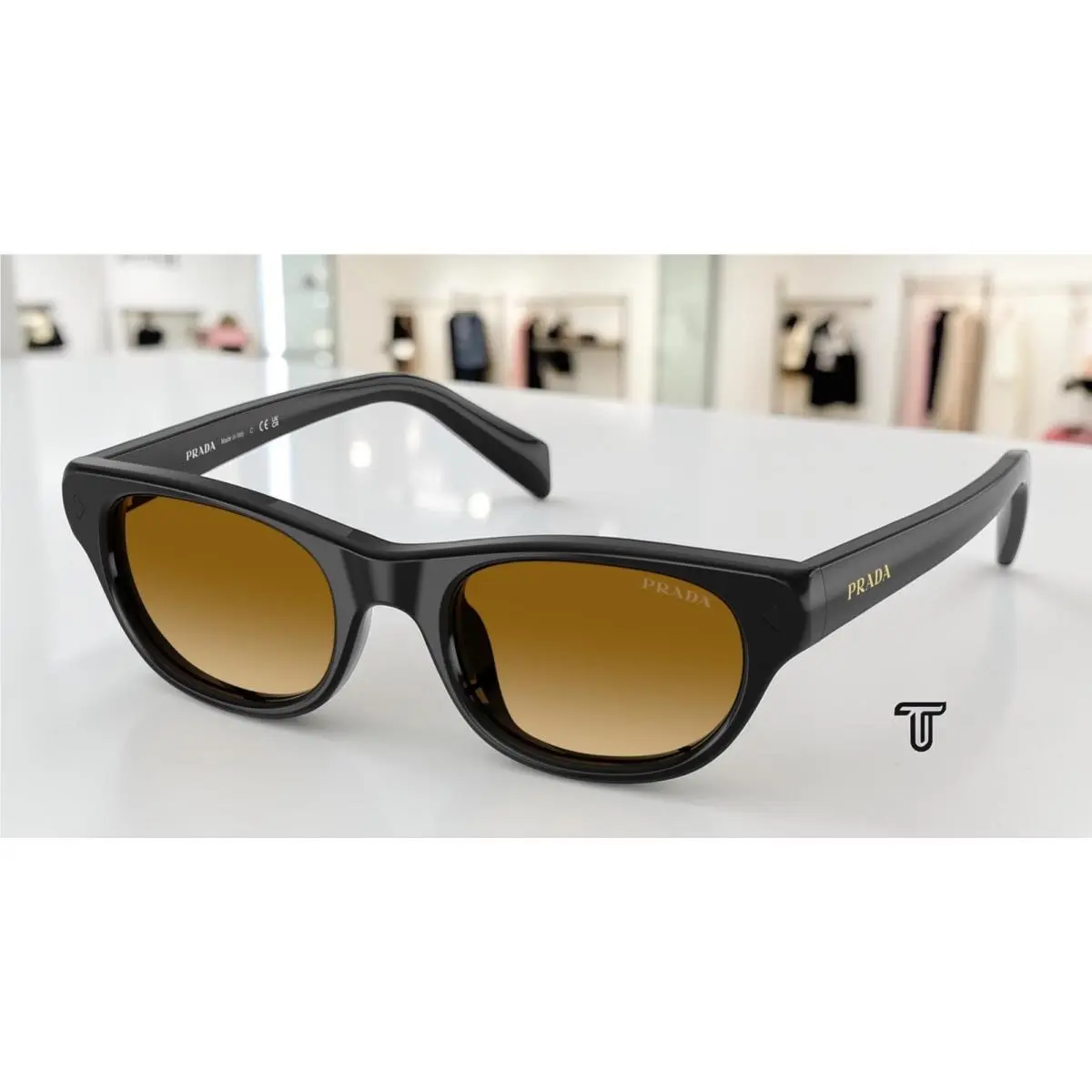 Prada PR C08S 16K10X Black Yellow Gradient Light Brown 50 mm Women`s Sunglasses