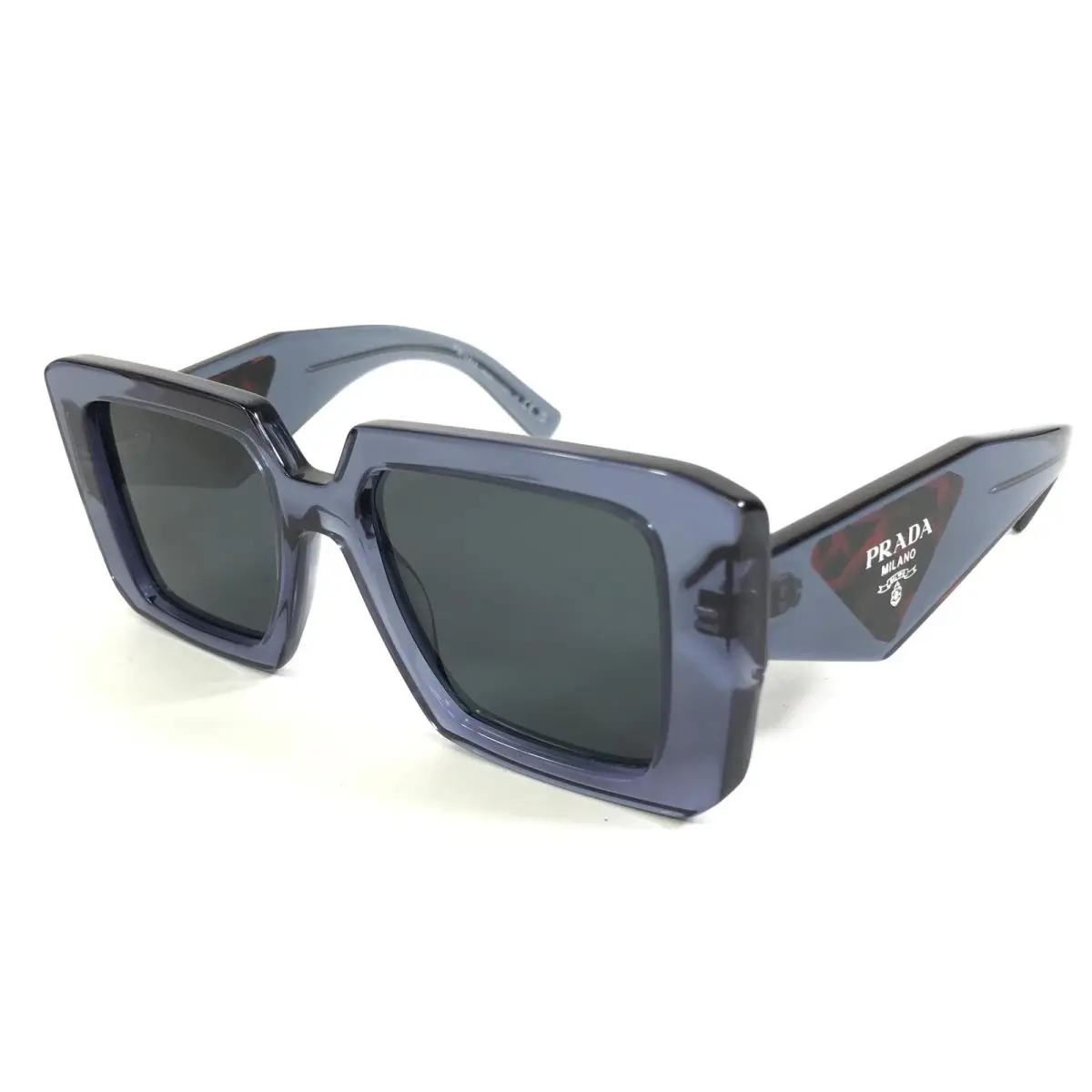Prada Sunglasses SPR23Y 19O-70B Transparent Graphite Frames w/ Dark Grey Lenses