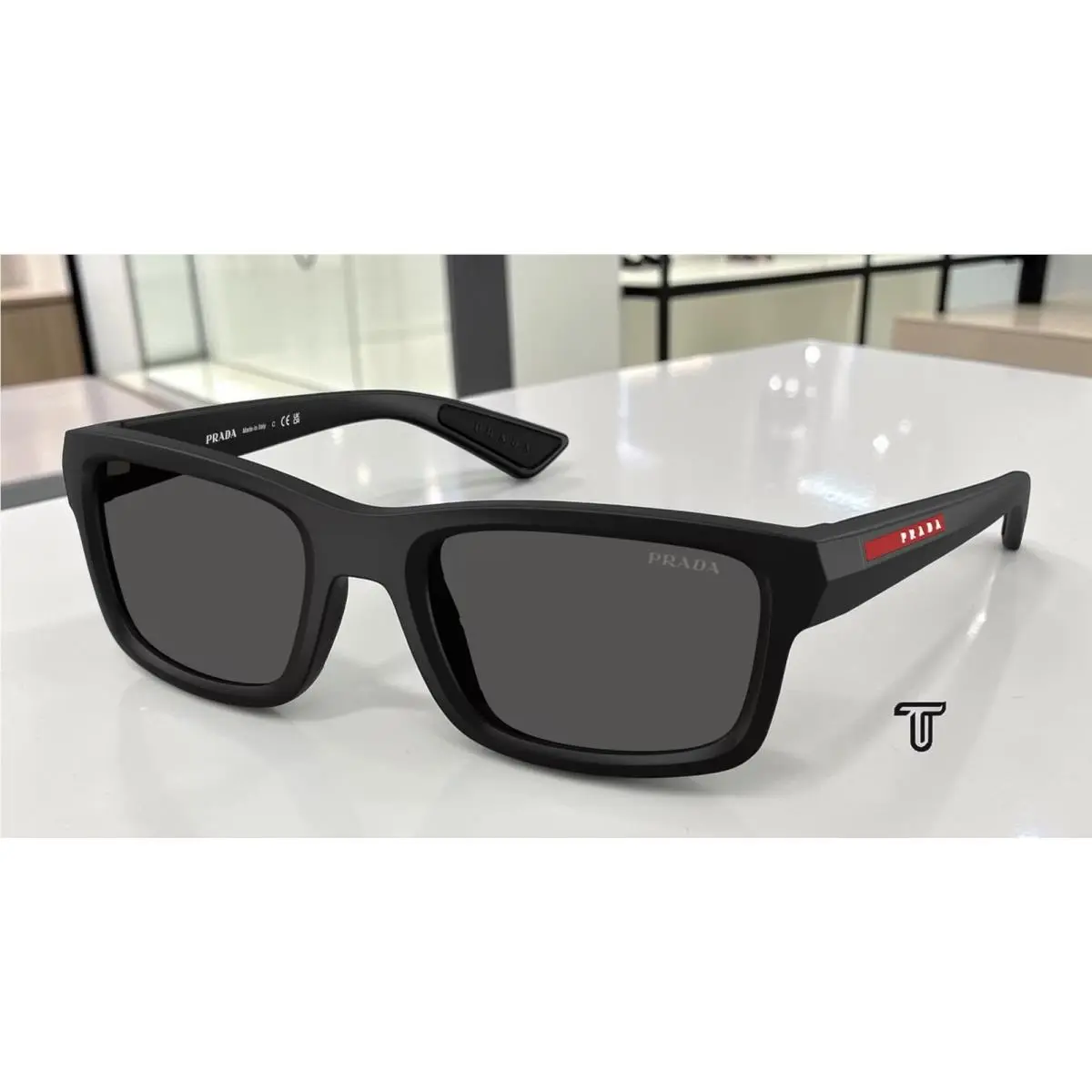 Prada Linea Rossa PS B10S 1BO08Z Matte Black Dark Grey 54 mm Men`s Sunglasses