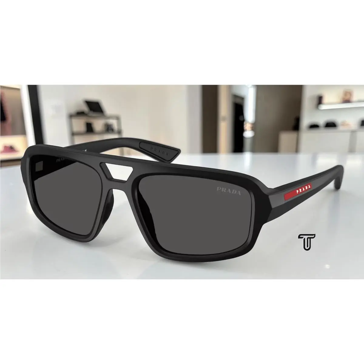 Prada Linea Rossa PS B11SU 1BO08Z Matte Black Dark Grey 57 mm Men`s Sunglasses