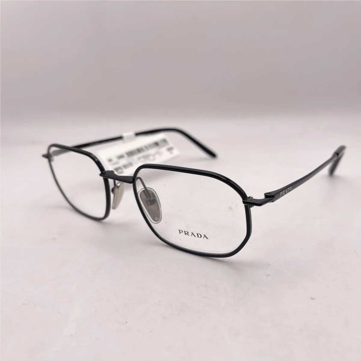 Prada Mens Geometric Thin Metal Eyeglasses VPRD51 Black