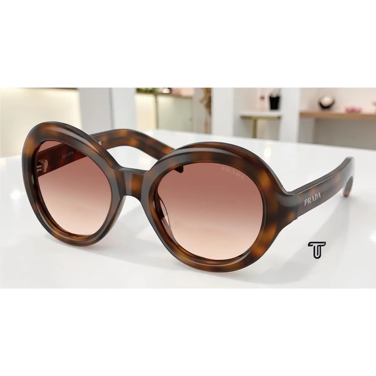 Prada PR D08SU 20D70X Juniper Tortoise Brown Grad Bordeaux 53mm Women Sunglasses