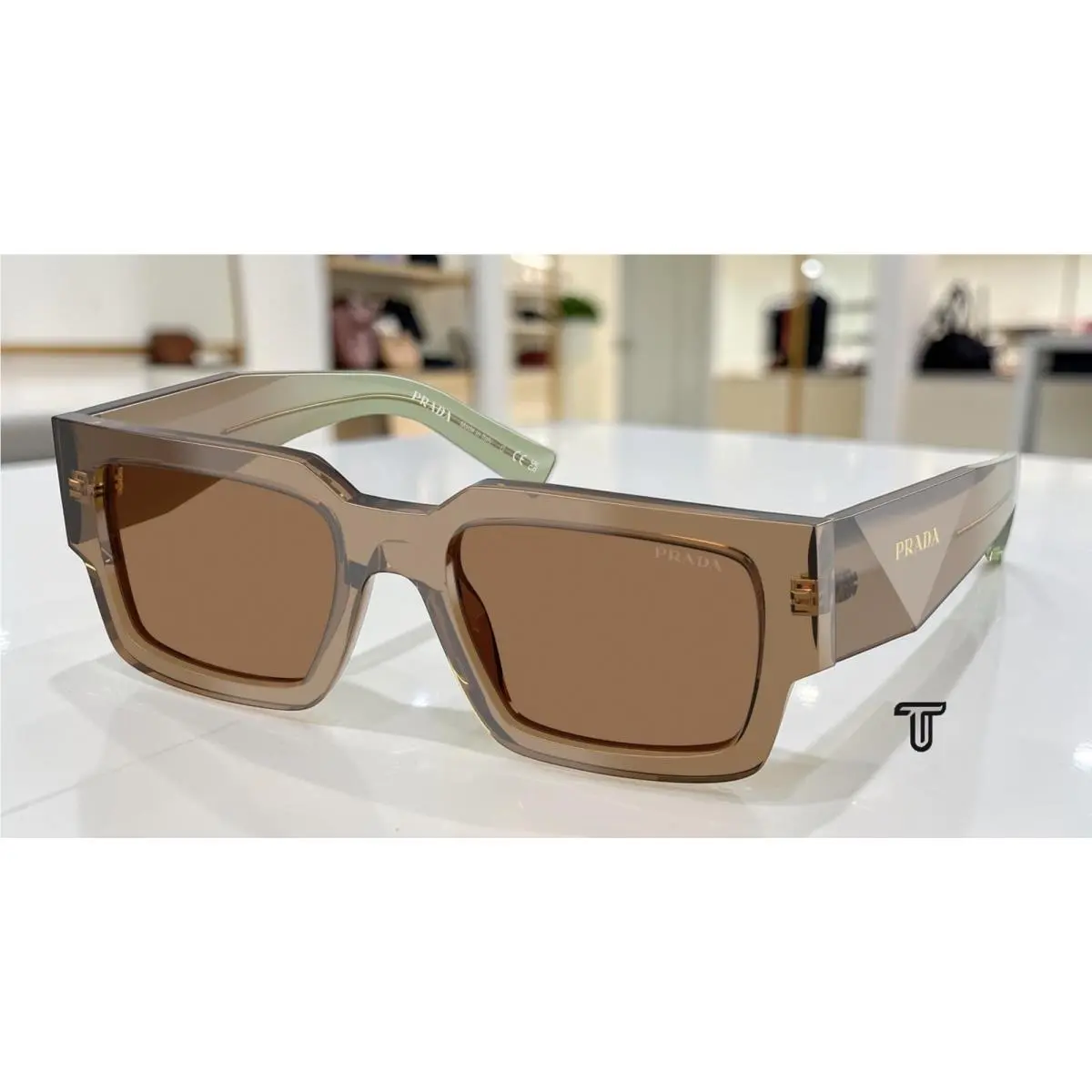 Prada PR B17SF 29E90F Terra Light Brown 55 mm Men`s Sunglasses