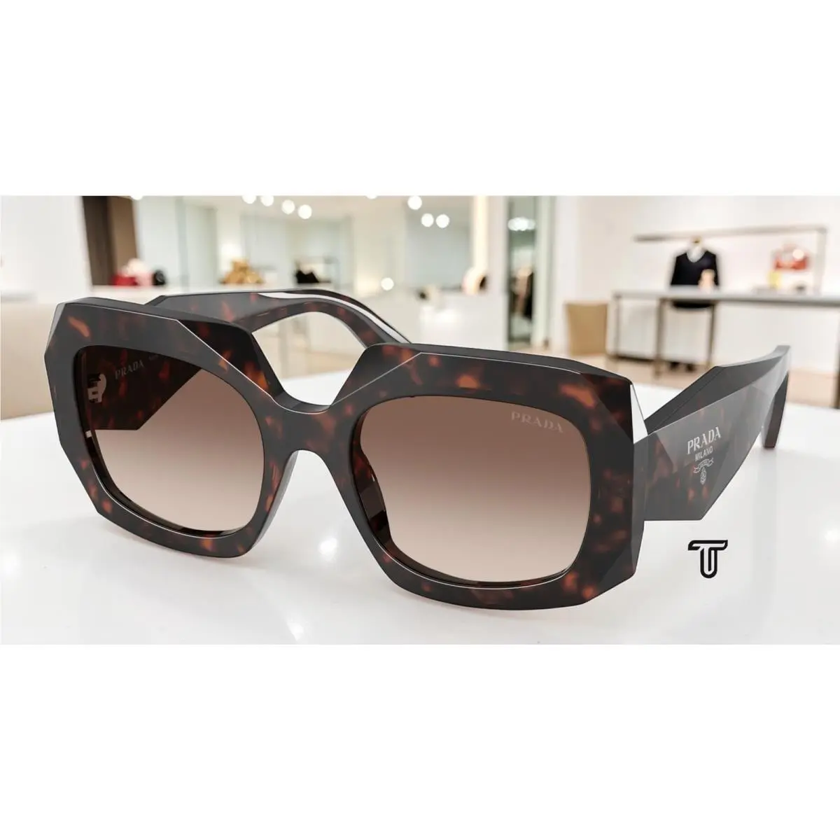 Prada PR B23SF 17N10S Root Tortoise Brown Gradient 55 mm Women`s Sunglasses