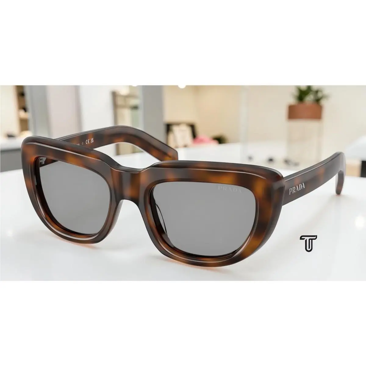 Prada PR D07SF 20D50Q Juniper Tortoise Grey 54 mm Women`s Sunglasses