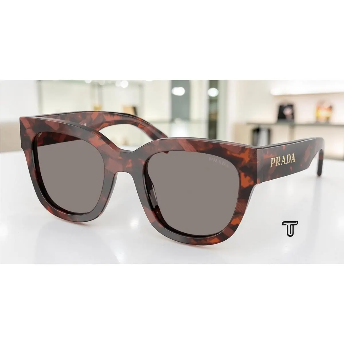 Prada PR C04SF 23F80Q Amaranth Tortoise Dark Grey 53 mm Women`s Sunglasses