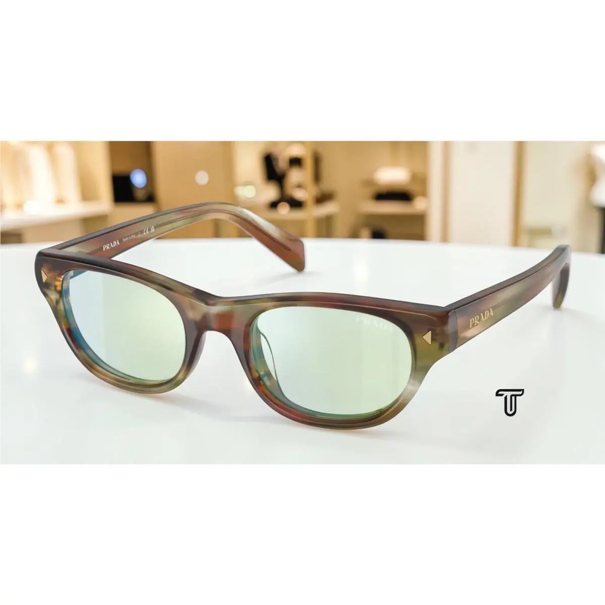 Prada PR C08S 27J20X Striped Fall Champagne Flash Bio 50 mm Women`s Sunglasses