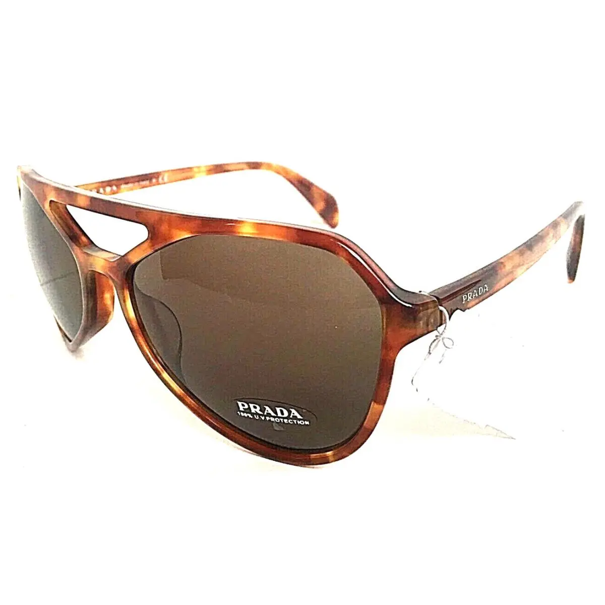 Prada Men`s Sunglasses Aviator Pilot Havana Dark Green Luxury Designer - Frame: Havana, Lens: Green