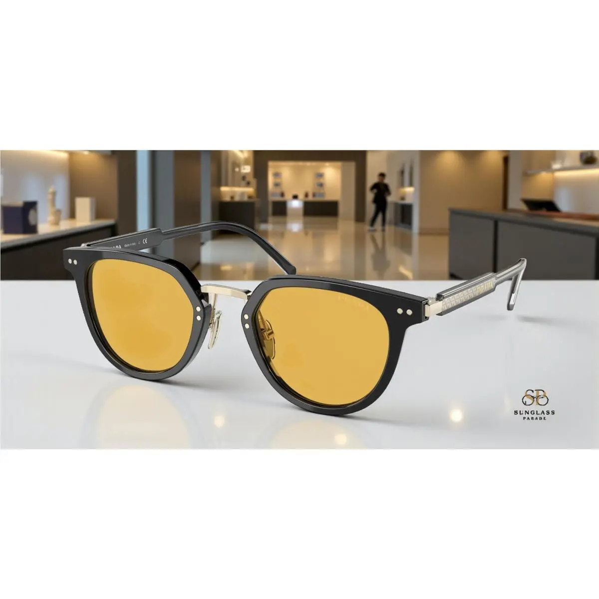 Prada PR 17YS AAV07M Black Yellow Orange 49 mm Men`s Sunglasses