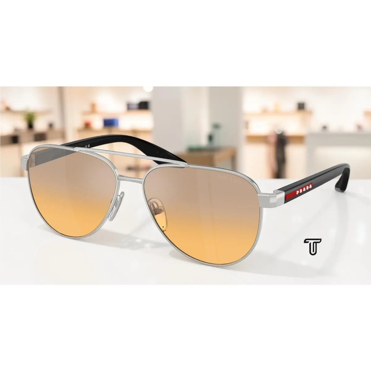 Prada Linea Rossa PS A52S 1BC40Z Silver Gradient Grey 58 mm Men`s Sunglasses
