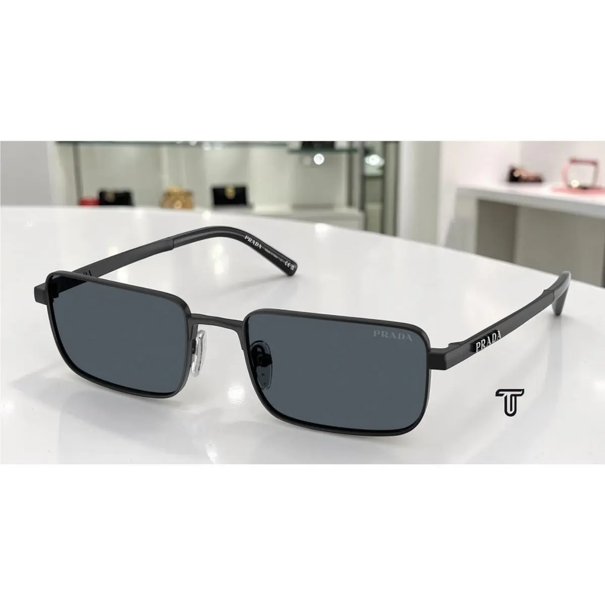Prada PR D54S 7AB70B Satin Black Dark Grey 55 mm Men`s Sunglasses