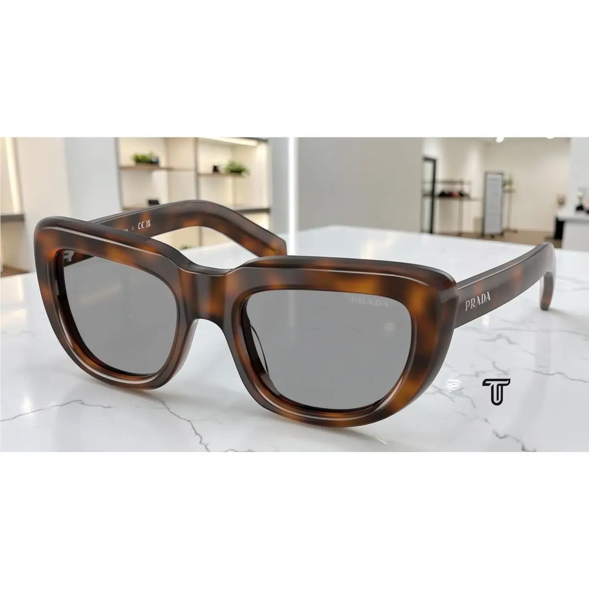 Prada PR D07S 20D50Q Juniper Tortoise Grey 53 mm Women`s Sunglasses