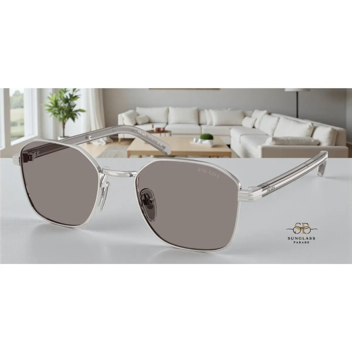 Prada PR C50S 1BC80Q Silver Dark Grey 53 mm Men`s Sunglasses