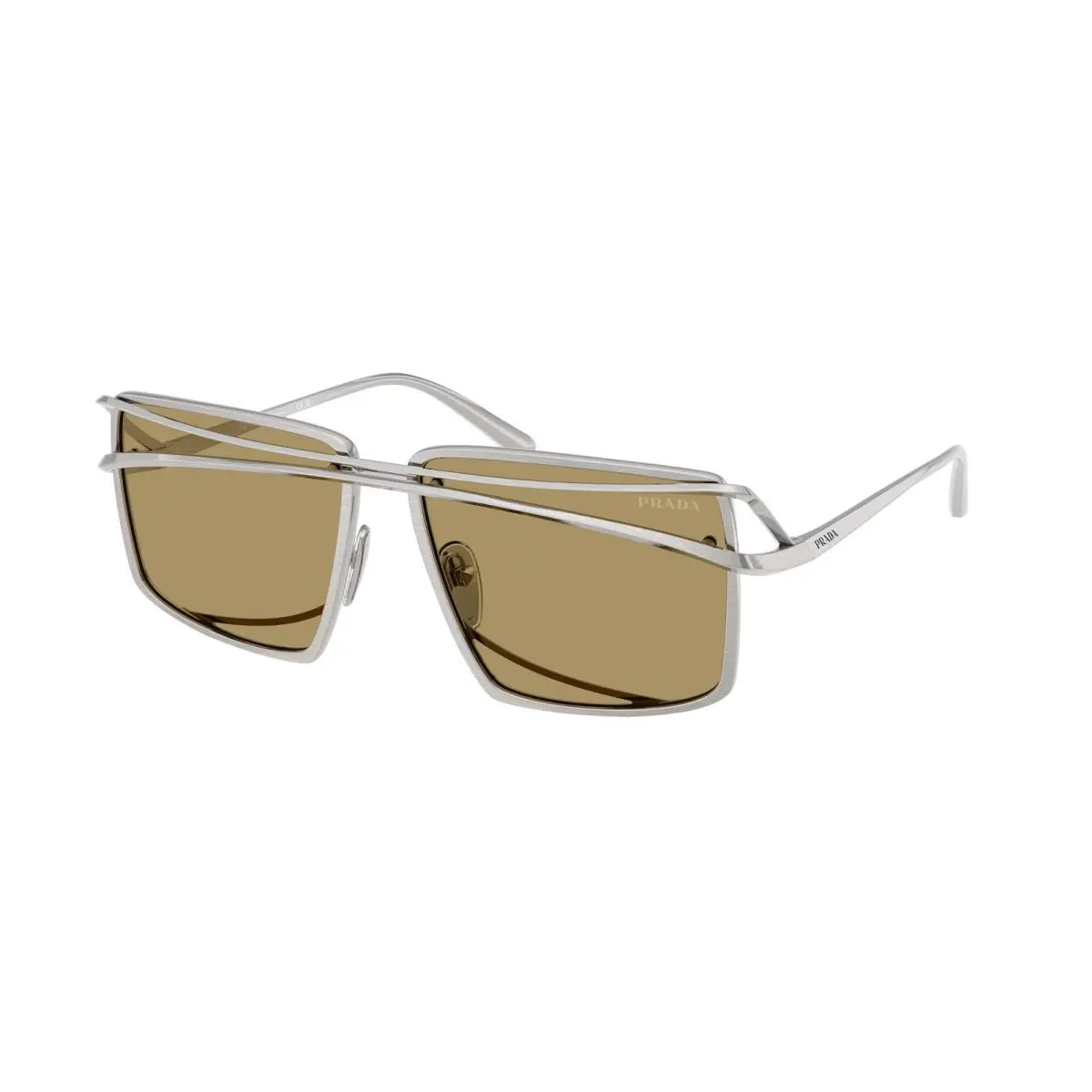 Prada PR C55S 28C70G Vintage Silver Green Olive 58 mm Men`s Sunglasses