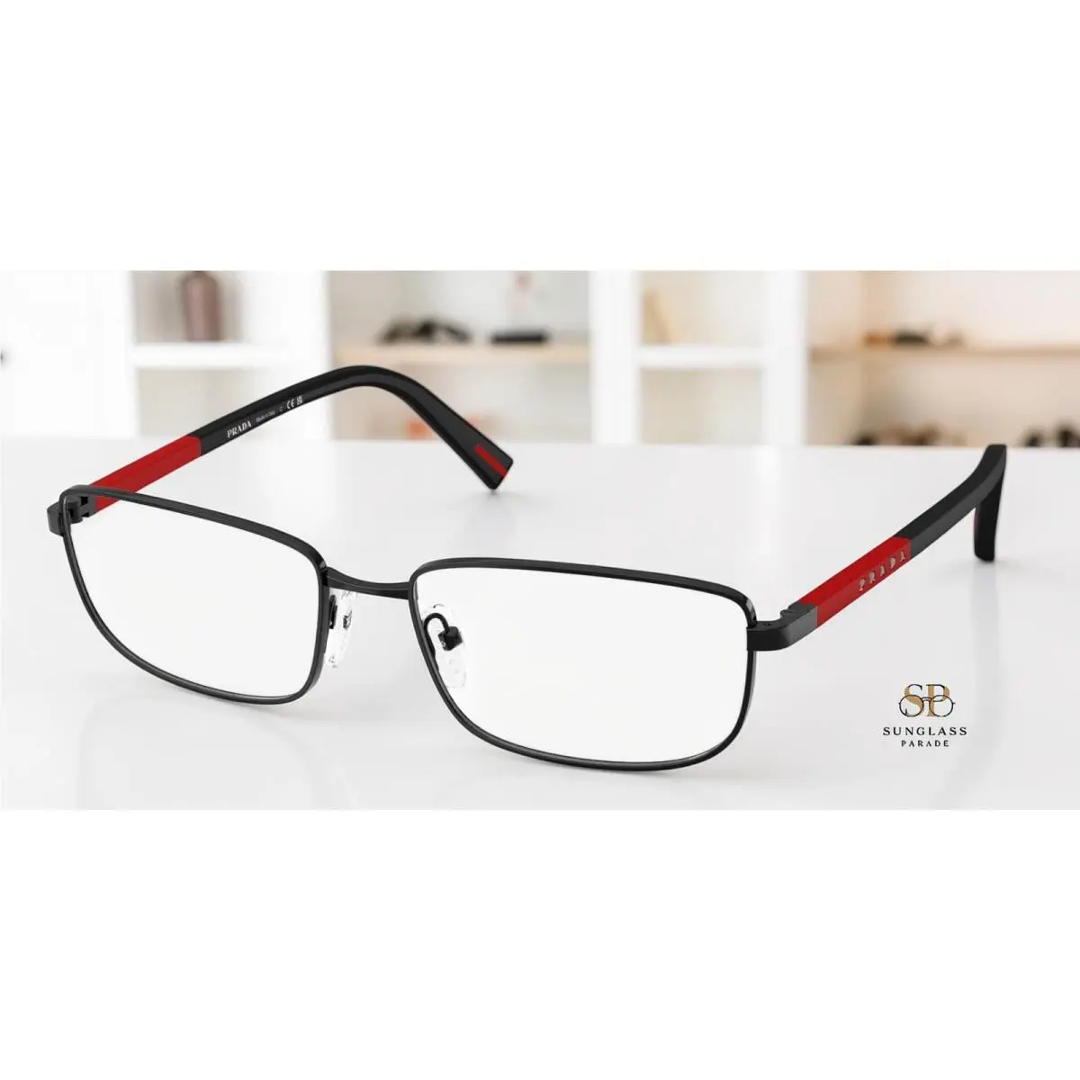 Prada Linea Rossa PS 50SV 1AB1O1 Black Demo Lens 57 mm Men`s Eyeglasses