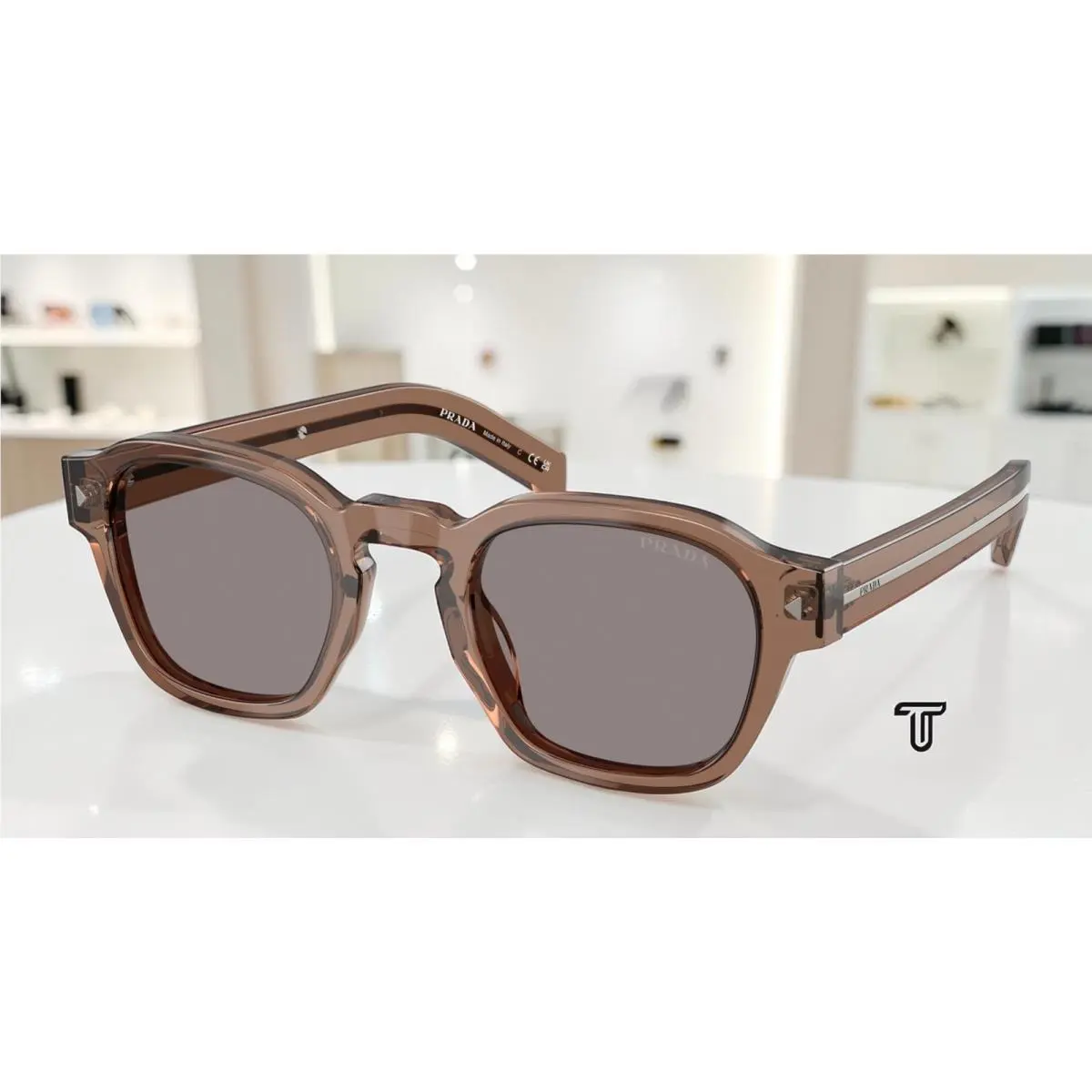 Prada PR A16S 28I03D Transparent Clay Grey 49 mm Men`s Sunglasses
