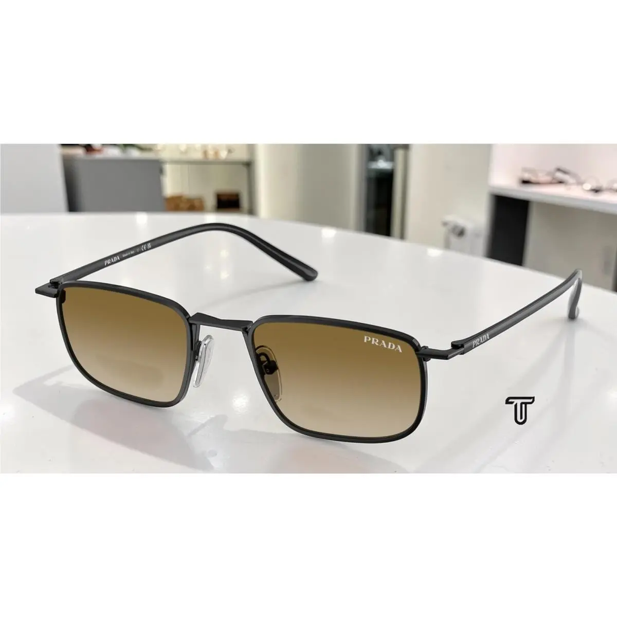 Prada PR D52S 1AB20U Black Brown Gradient 49 mm Men`s Sunglasses