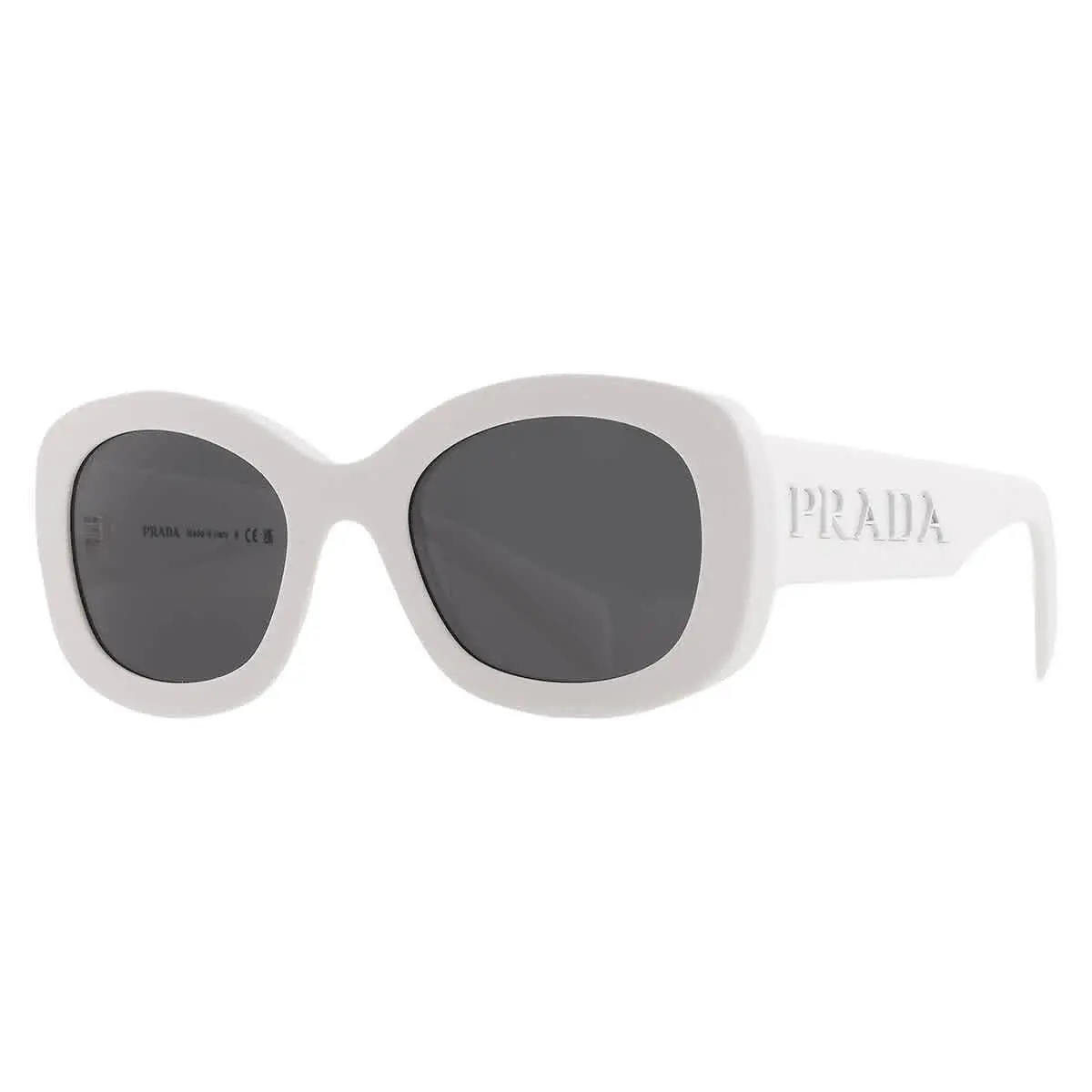 Prada Dark Grey Oval Ladies Sunglasses PR A13S 1425S0 54 PR A13S 1425S0 54