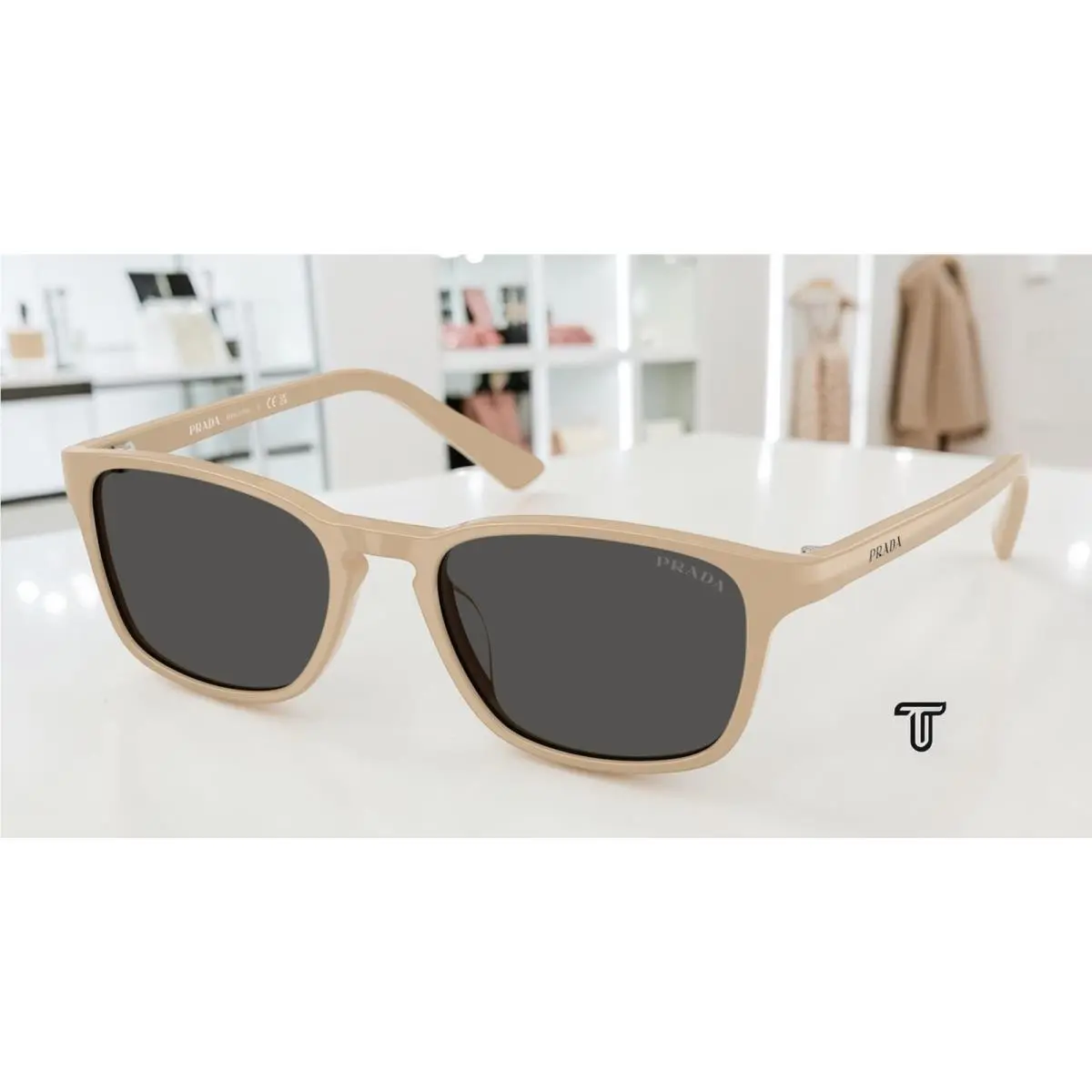 Prada PR D13SU 26I08Z Dark Beige Dark Grey 52 mm Men`s Sunglasses