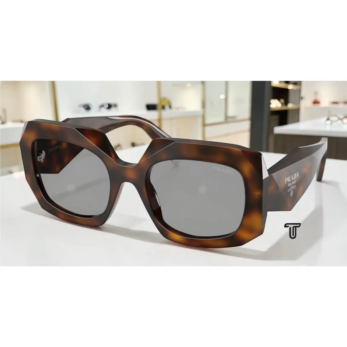 Prada PR B23SF 20D50Q Juniper Tortoise Grey 55 mm Women`s Sunglasses