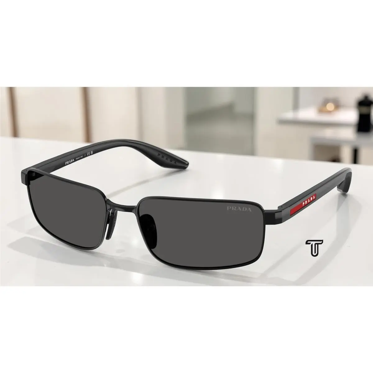 Prada Linea Rossa PS B54S 1AB08Z Black Dark Grey 59 mm Men`s Sunglasses