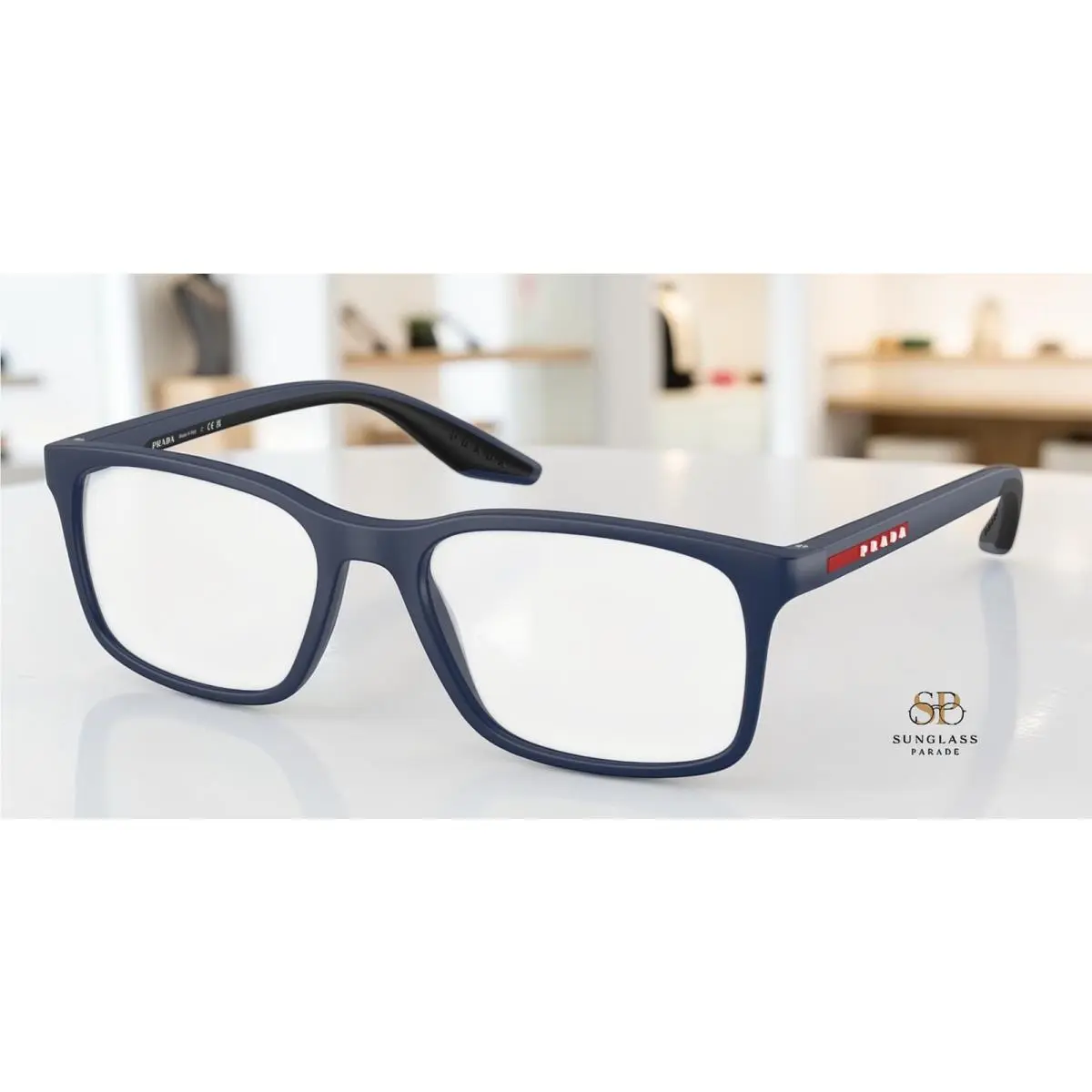 Prada Linea Rossa PS 08RV MAG1O1 Matte Blue Demo Lens 54 mm Men`s Eyeglasses