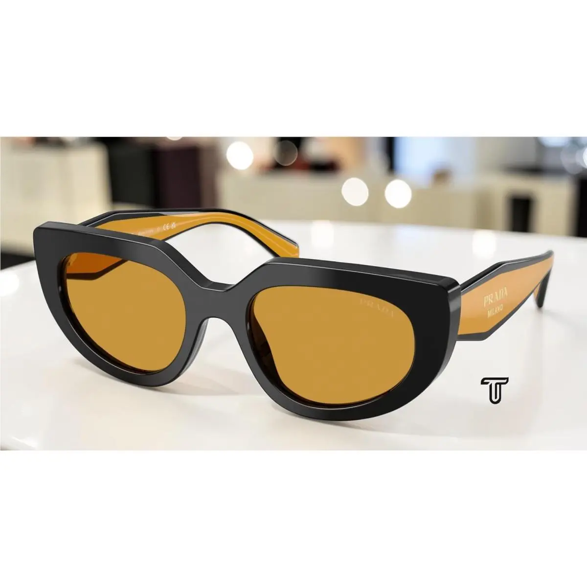 PR D02S 02K50P Black Dark Honey 53 mm Women`s Sunglasses by Prada