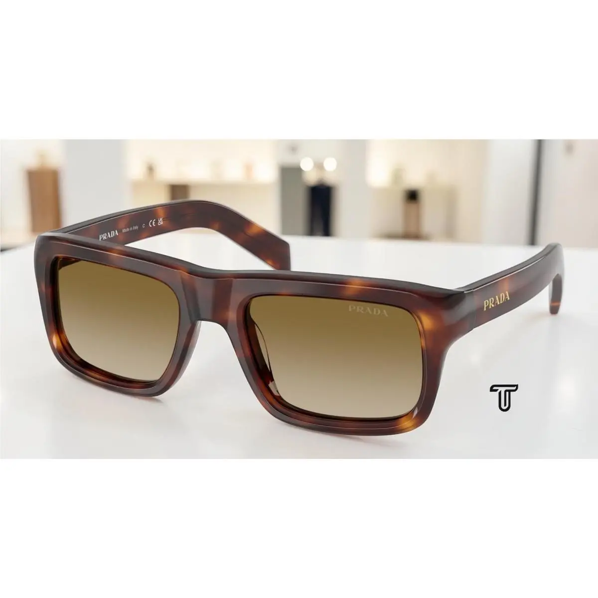 Prada PR D11SF 15W20U Classic Tortoise Brown Gradient 56 mm Men`s Sunglasses