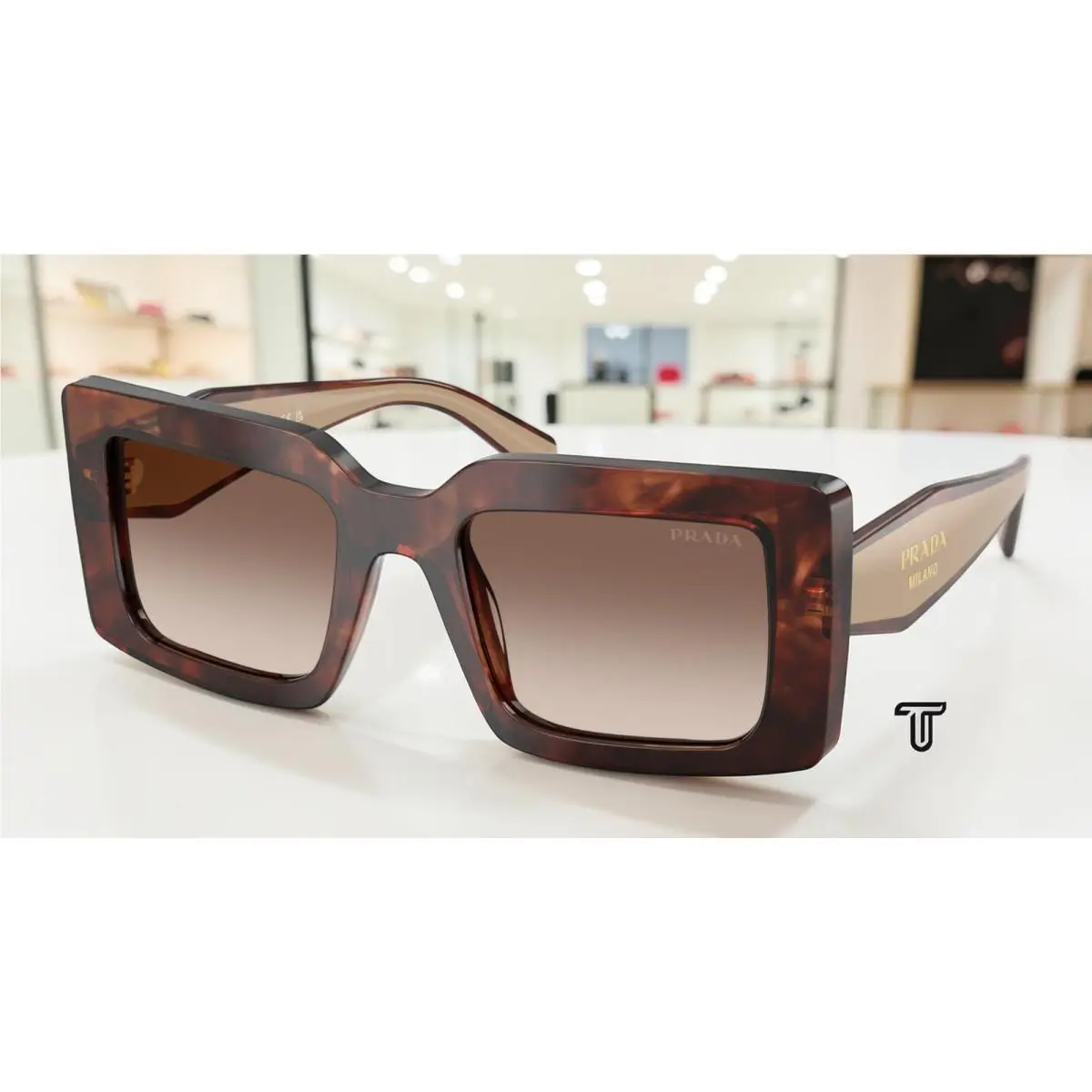 Prada PR D01SF 00K10S Caramel Tortoise Brown Gradient 53 mm Women`s Sunglasses