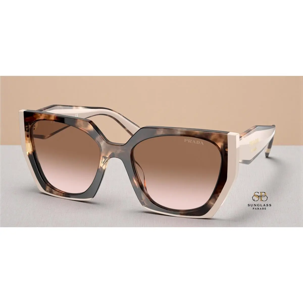 Prada PR 15WSF 01R0A6 Tortoise Caramel Powder Brown Grad 55mm Women`s Sunglasses