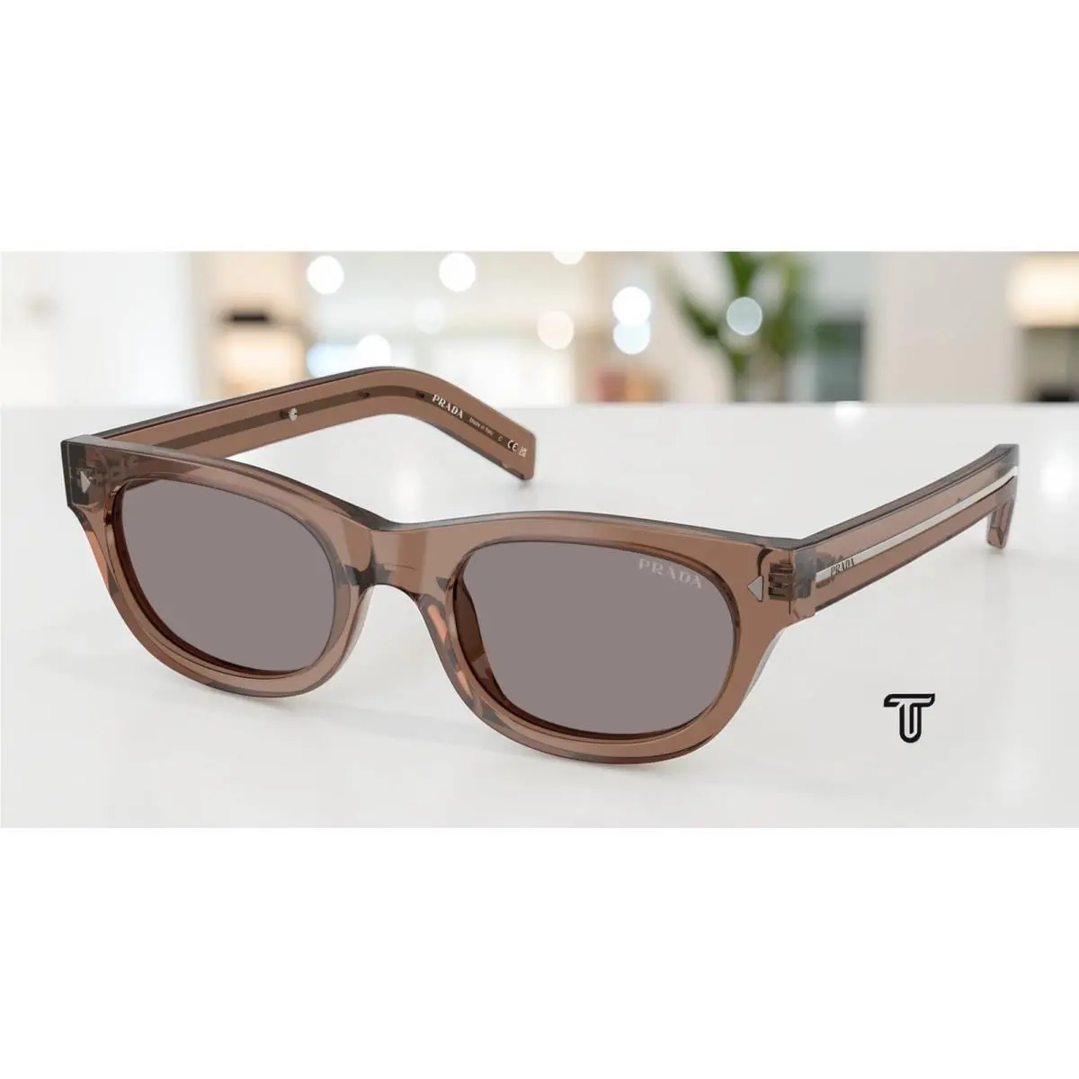 Prada PR C09SF 28I03D Transparent Clay Grey 52 mm Men`s Sunglasses