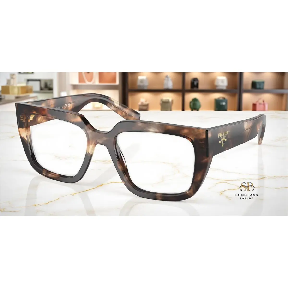 Prada PR A03V 14P1O1 Havana Caramel Demo Lens 50 mm Women`s Eyeglasses