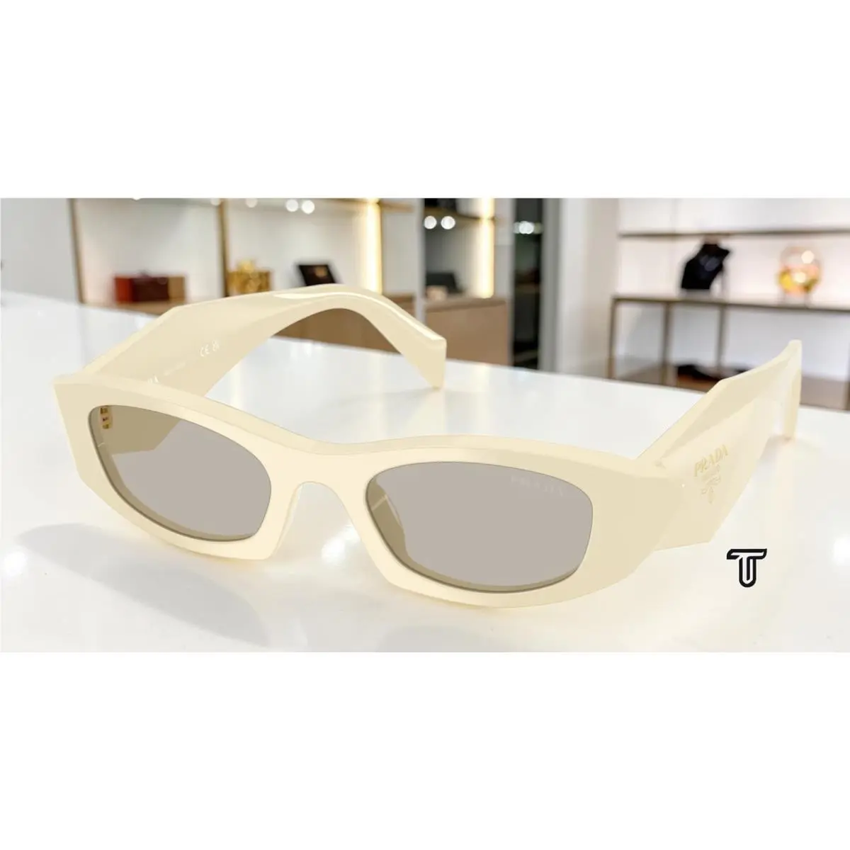 Prada PR B16SF 21D5J2 White Milk Light Brown 52 mm Women`s Sunglasses