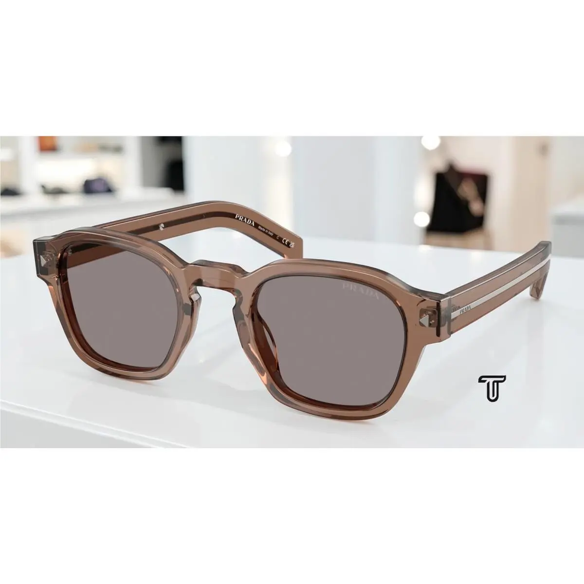 Prada PR A16SF 28I03D Transparent Clay Grey 53 mm Men`s Sunglasses