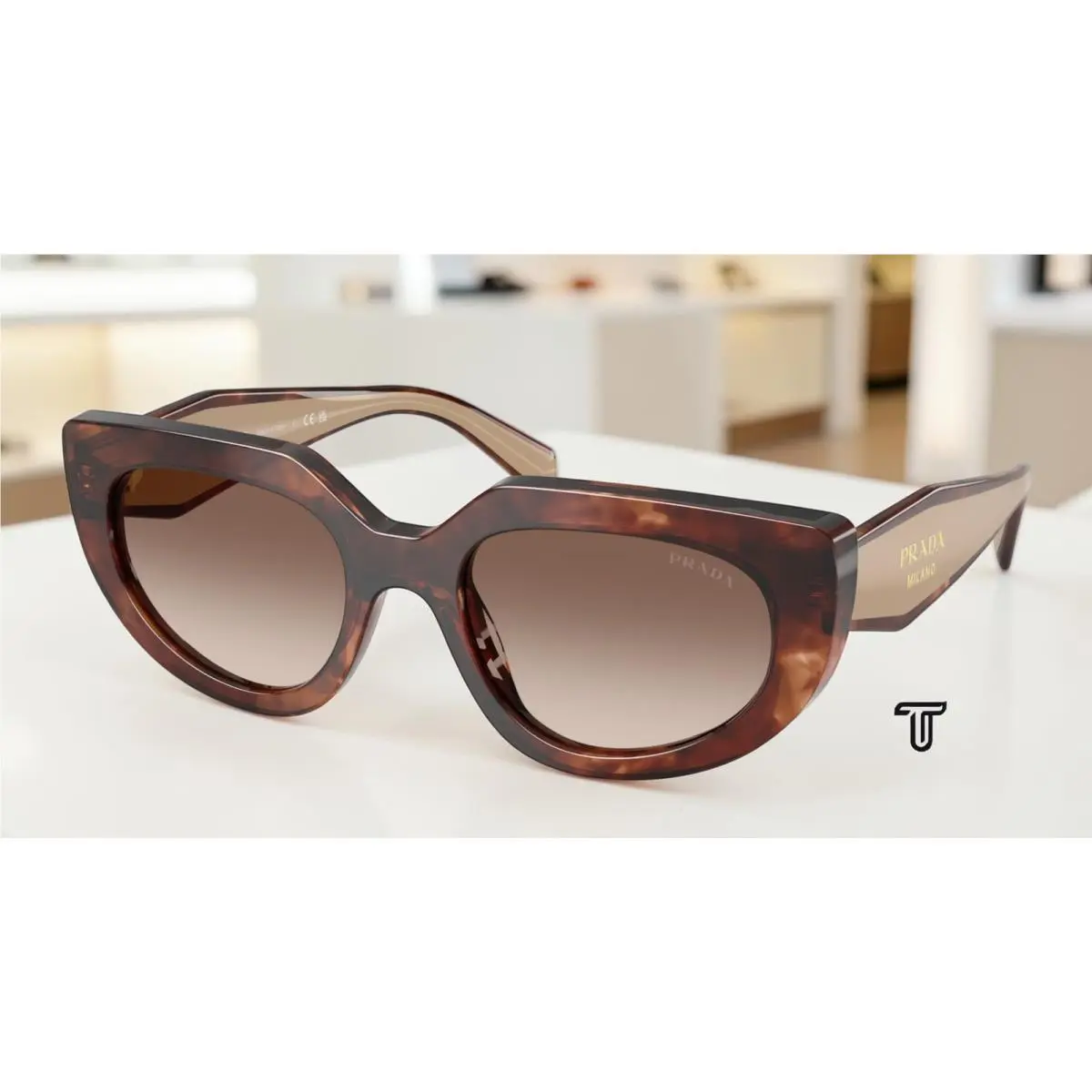 Prada PR D02SF 00K10S Caramel Tortoise Brown Gradient 54 mm Women`s Sunglasses