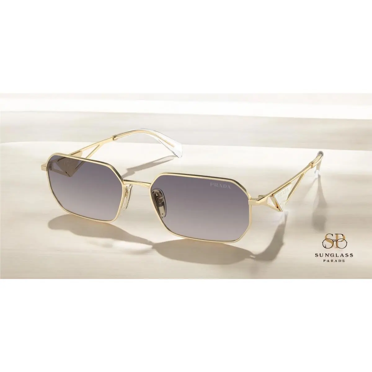 Prada PR A51S ZVN30C Pale Gold Gradient Blue Mirror 58 mm Women`s Sunglasses