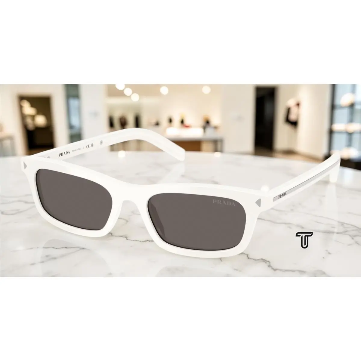 Prada PR D05S 17K731 Talc Dark Grey 52 mm Women`s Sunglasses