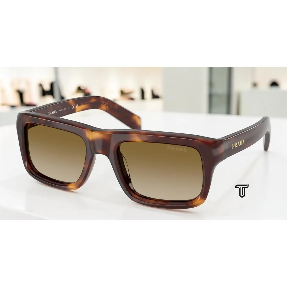 Prada PR D11S 15W20U Classic Tortoise Brown Gradient 54 mm Men`s Sunglasses