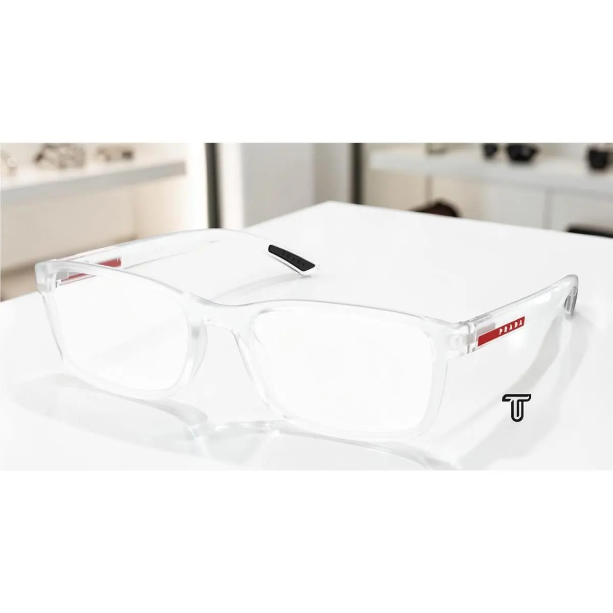 Prada Linea Rossa PS 06RV 14V1O1 Matte Crystal Demo Lens 53 mm Men`s Eyeglasses