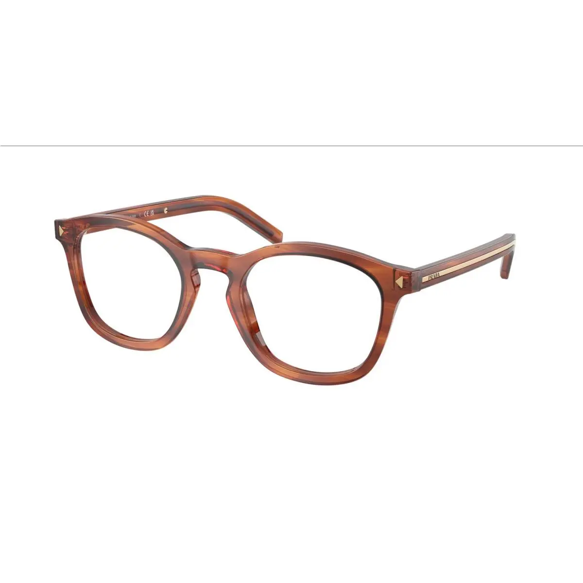 Prada PR C04V 27F1O1 Striped Cognac Demo Lens 51 mm Men`s Eyeglasses