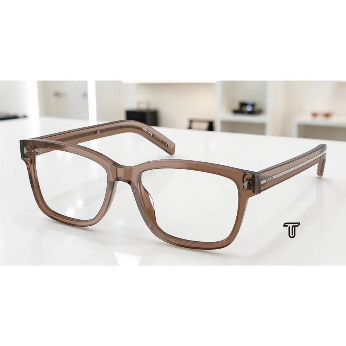 Prada PR B10V 28I1O1 Transparent Clay Demo Lens 55 mm Men`s Eyeglasses