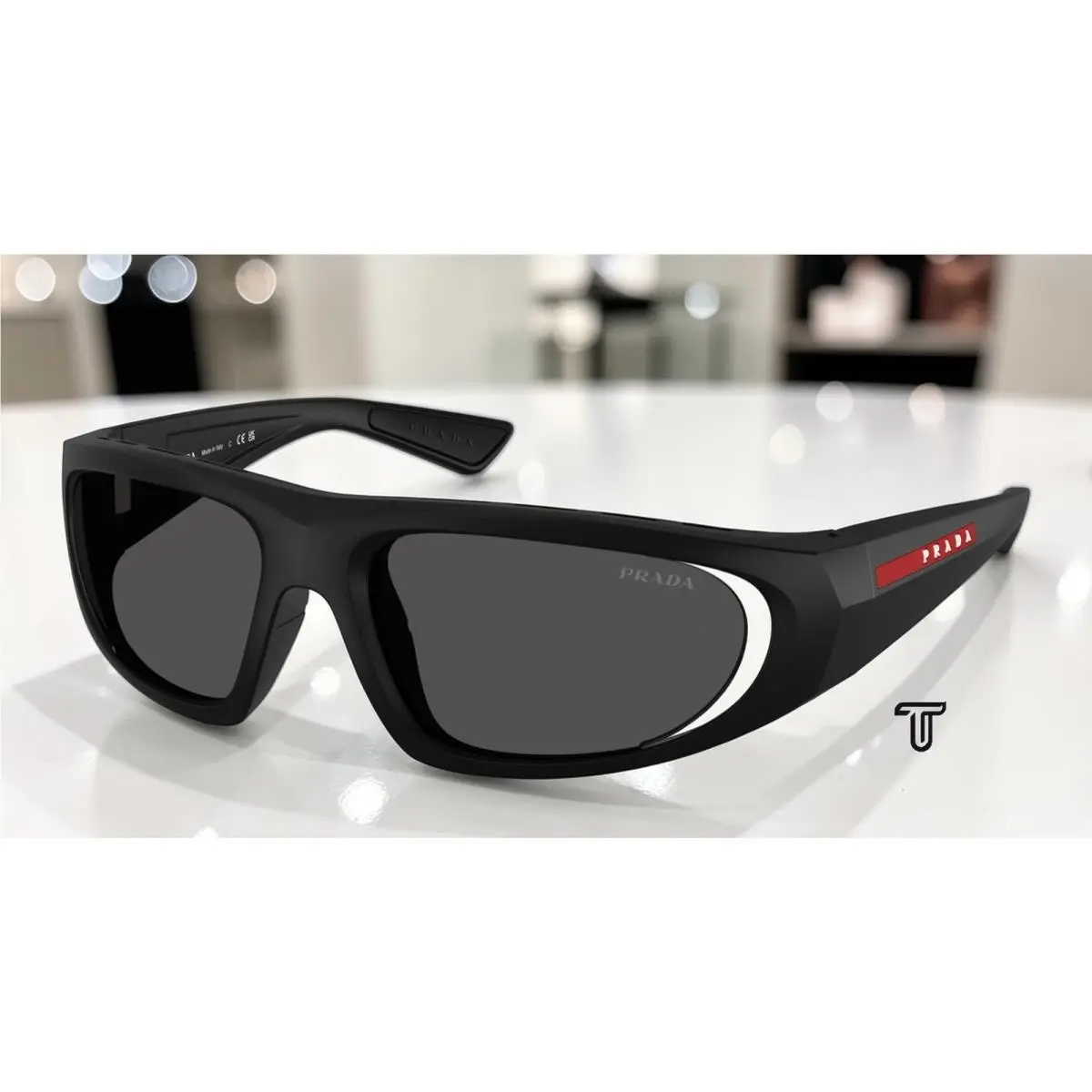 Prada Linea Rossa PS B03S 1BO06F Matte Black Dark Grey 57 mm Men`s Sunglasses