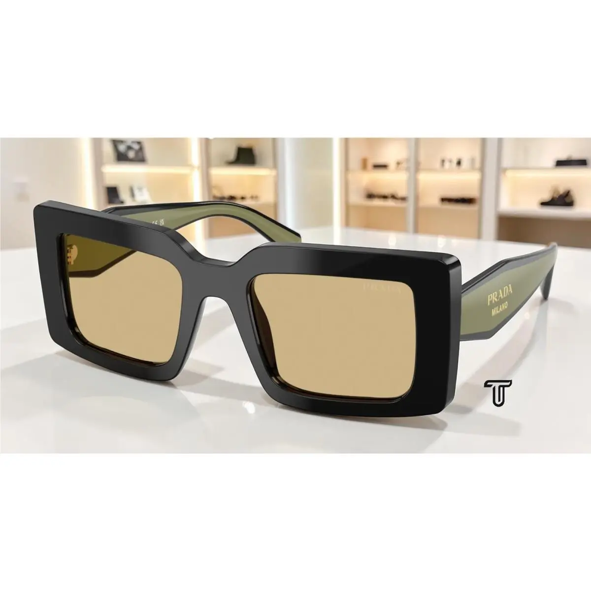 Prada PR D01S 03K10R Black Yellow 52 mm Women`s Sunglasses