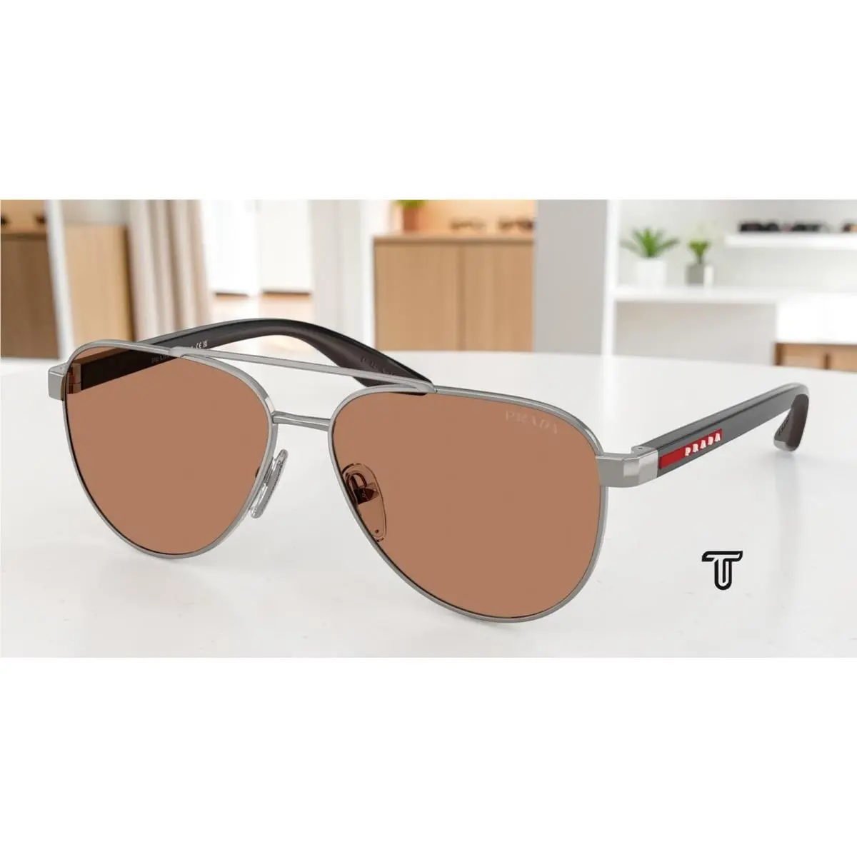 Prada Linea Rossa PS A52S 5AV20D Gunmetal Brown 58 mm Men`s Sunglasses