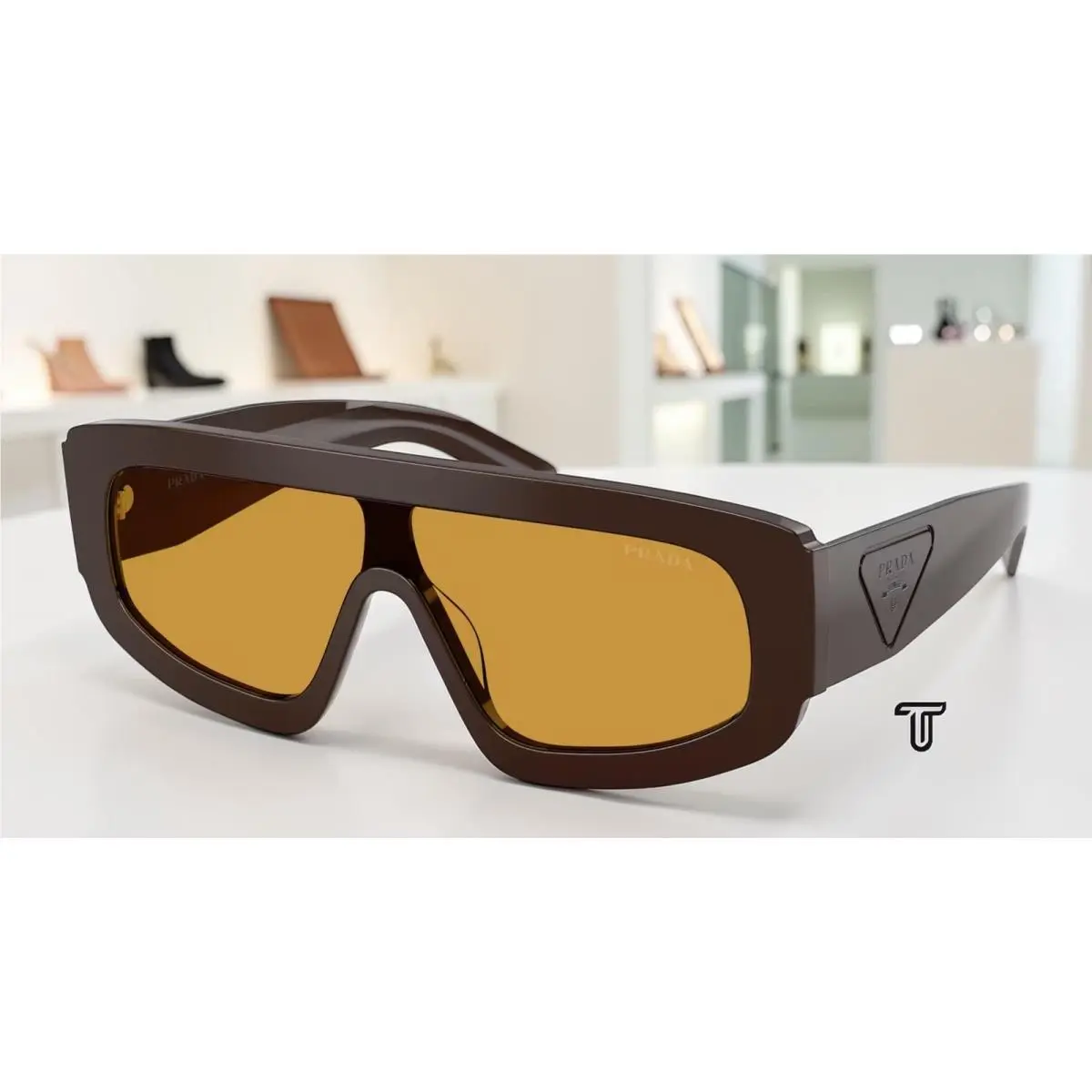 Prada PR D10S 27I50P Cigar Dark Honey 24 mm Men`s Sunglasses